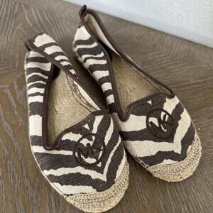 Michael Kors Zebra Print Ballet Flats Women's Size 7.5 Brown Shoes Animal Print
